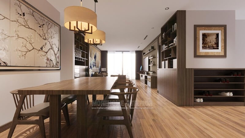 Trang trí nội thất phòng ăn gỗ tự nhiên