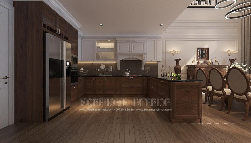 Tủ bếp gỗ đẹp, sang trọng cho phòng bếp tiện nghi